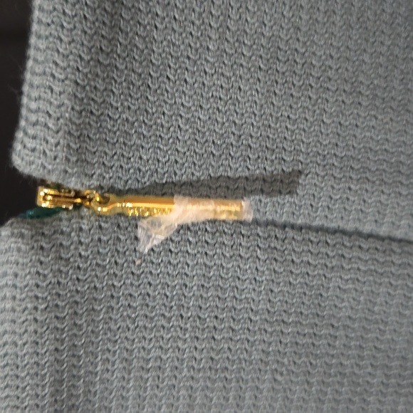 Tory Burch green, cream, teal classic tweed short sleeve top, size 6 - Picture 7 of 10